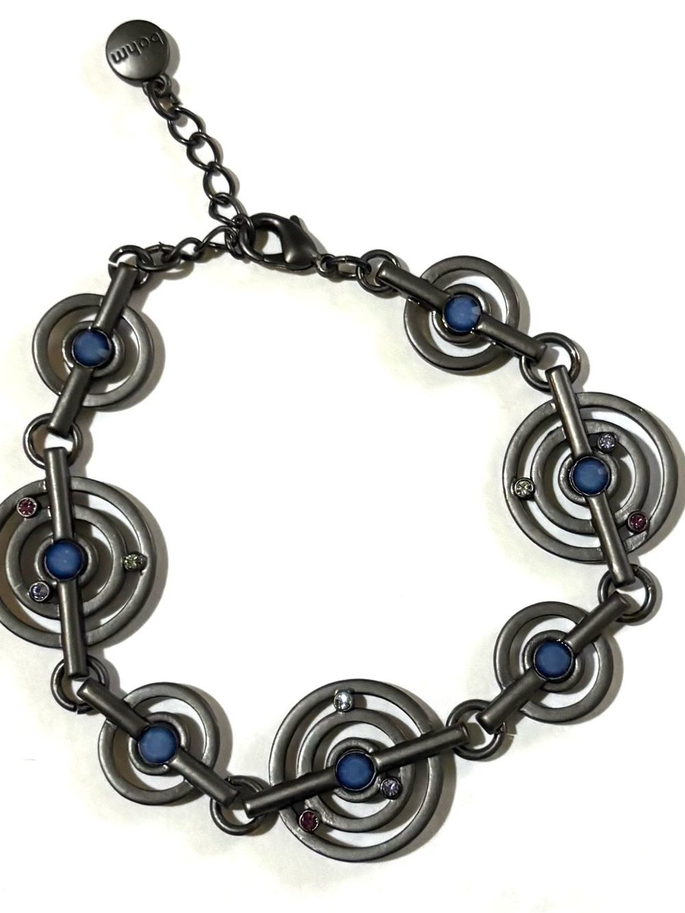Bohm Gunmetal Concentric Circle Bracelet with Blue Accents